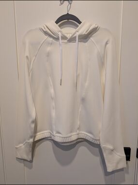 Lululemon Cropped Off-White Hoodie with Drawstring